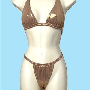 Greek Swimwear Sognare Bronze Metallic Bikini Thing In Bag